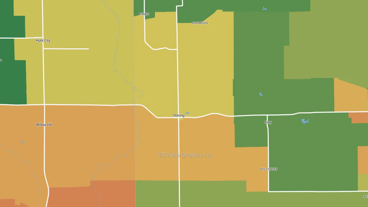Oblong, IL Map of Vandalism Rates