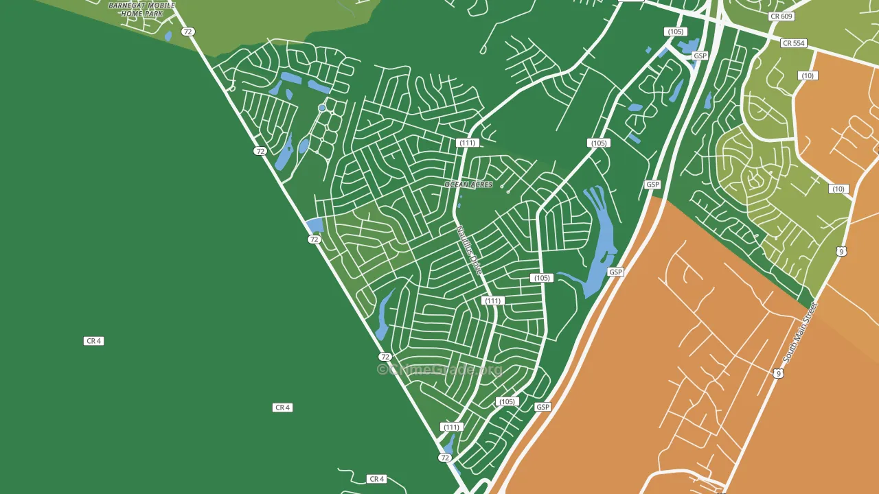 Ocean Acres, NJ Map of Vandalism Rates