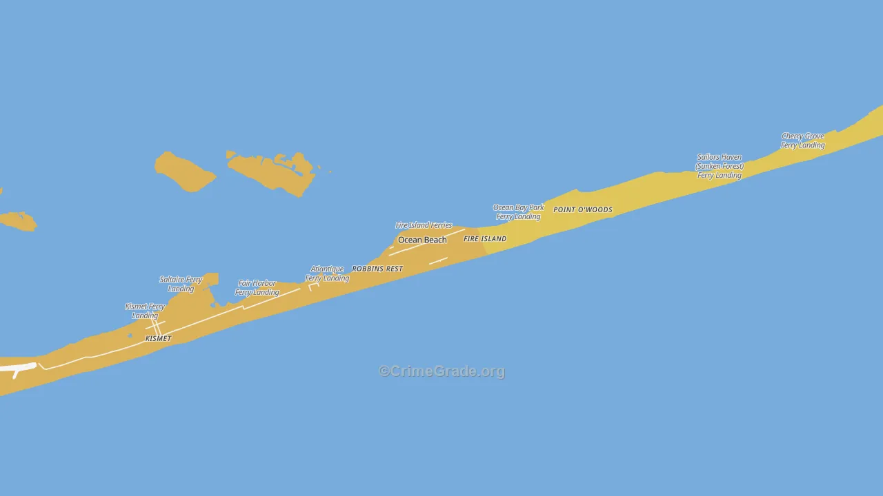 Ocean Beach, NY Map of Vandalism Rates