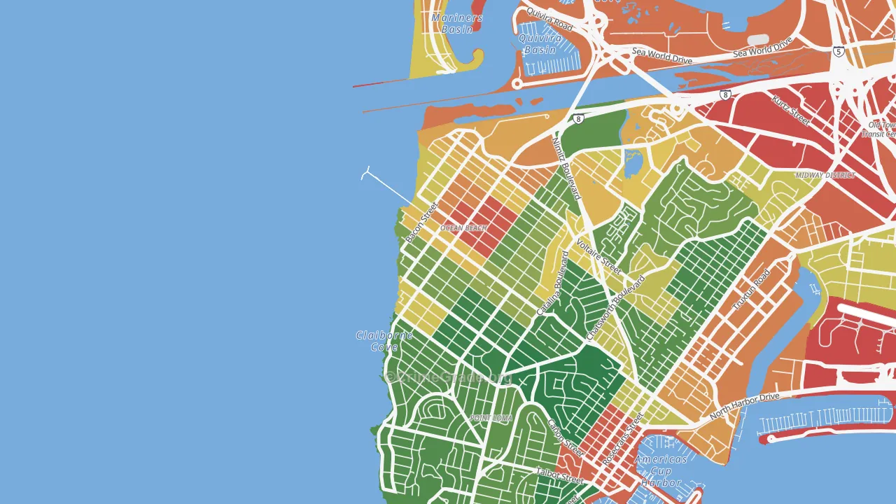 Ocean Beach, San Diego, CA Map of Vandalism Rates