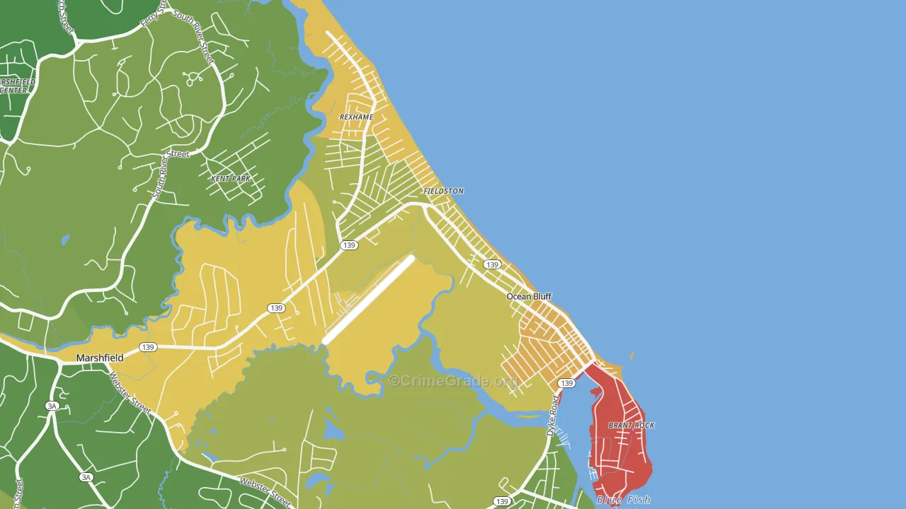 Ocean Bluff-Brant Rock, MA Map of Vandalism Rates