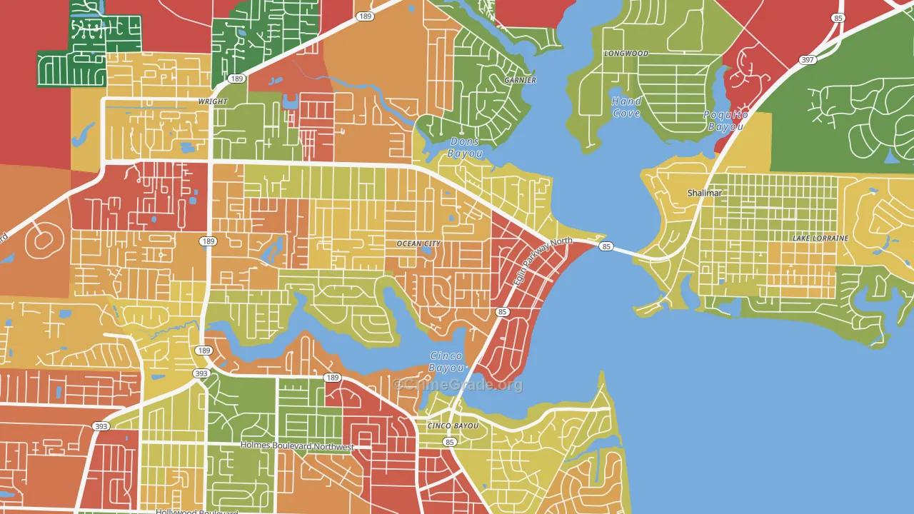 Ocean City, FL Map of Vandalism Rates