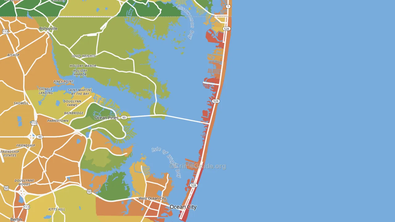 Ocean City, MD Map of Vandalism Rates