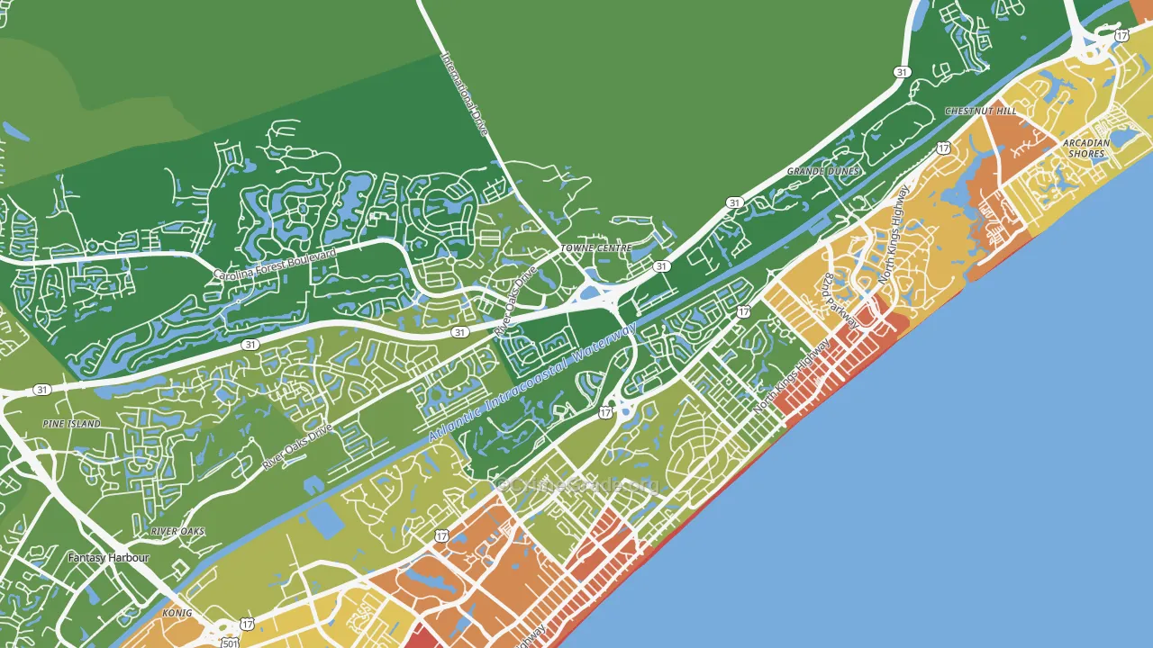 Ocean Forest, SC Map of Vandalism Rates