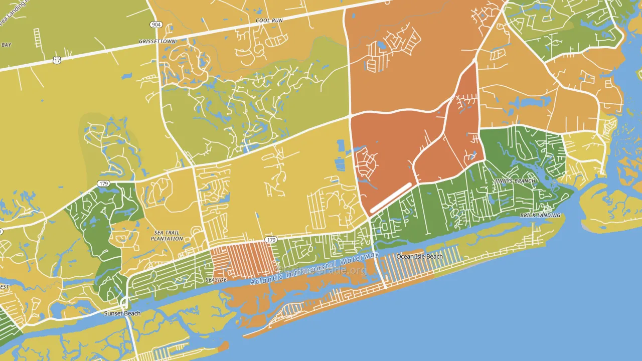 Ocean Isle Beach, NC Map of Vandalism Rates