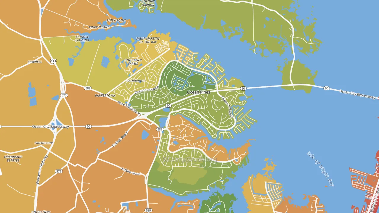 Ocean Pines, MD Map of Vandalism Rates