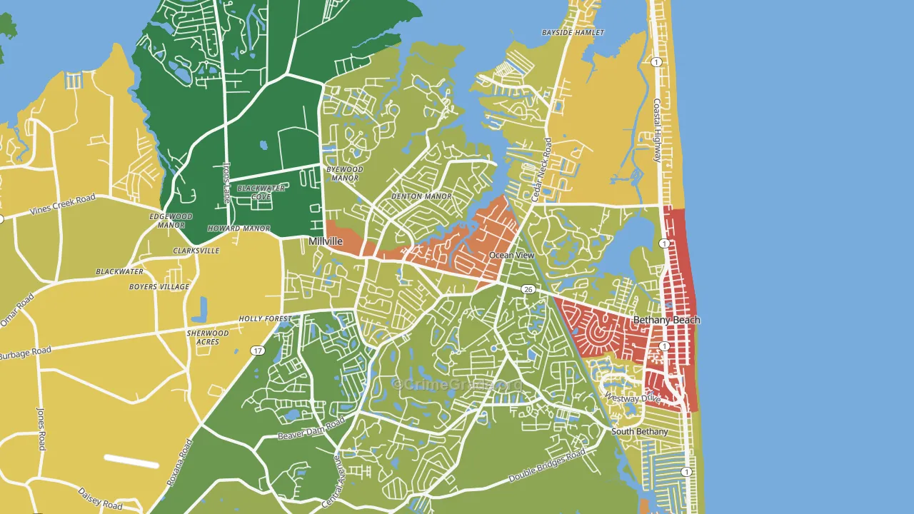 Ocean View, DE Map of Vandalism Rates