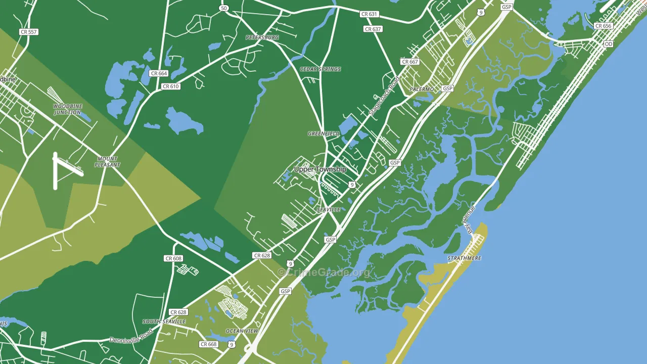 Ocean View, NJ Map of Vandalism Rates