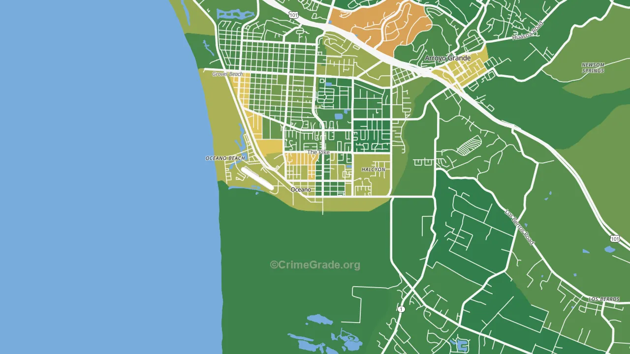Oceano, CA Map of Vandalism Rates