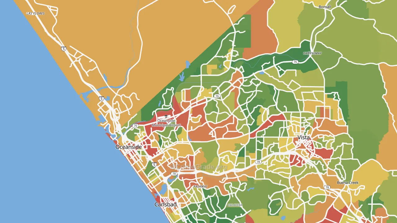 Oceanside, CA Map of Vandalism Rates