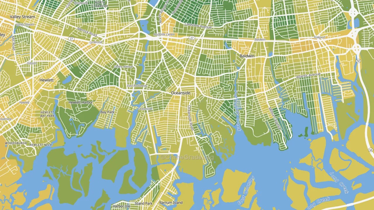 Oceanside, NY Map of Vandalism Rates
