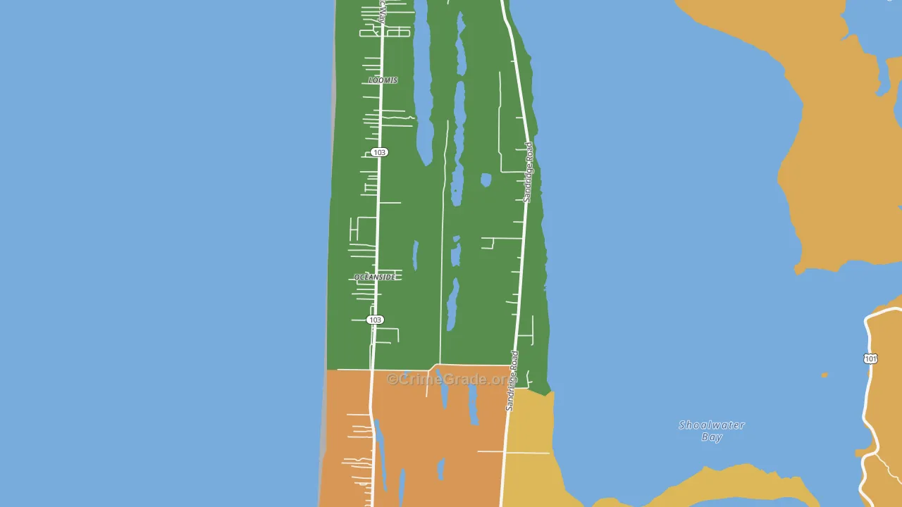Oceanside, WA Map of Vandalism Rates
