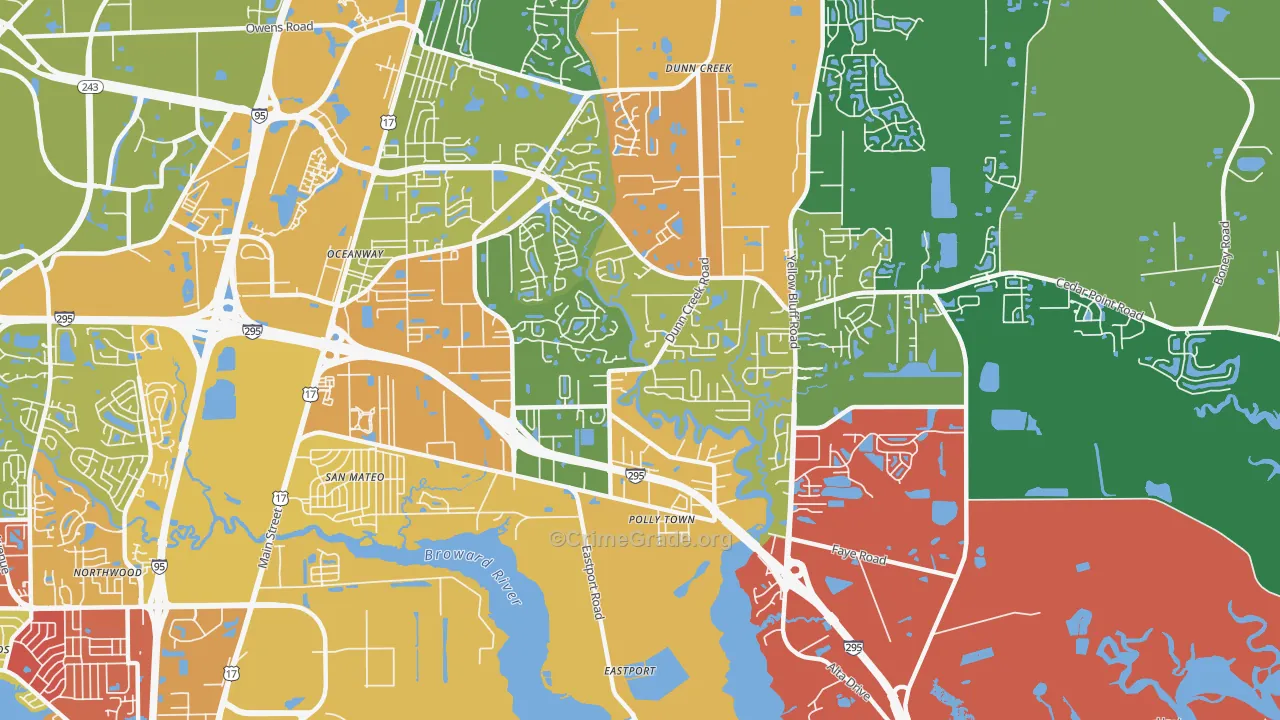 Oceanway, Jacksonville, FL Map of Vandalism Rates