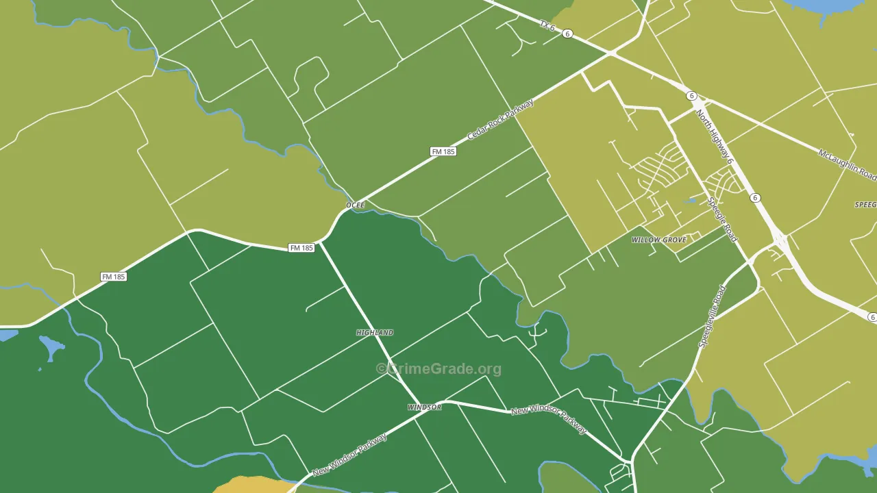 Ocee, TX Map of Vandalism Rates