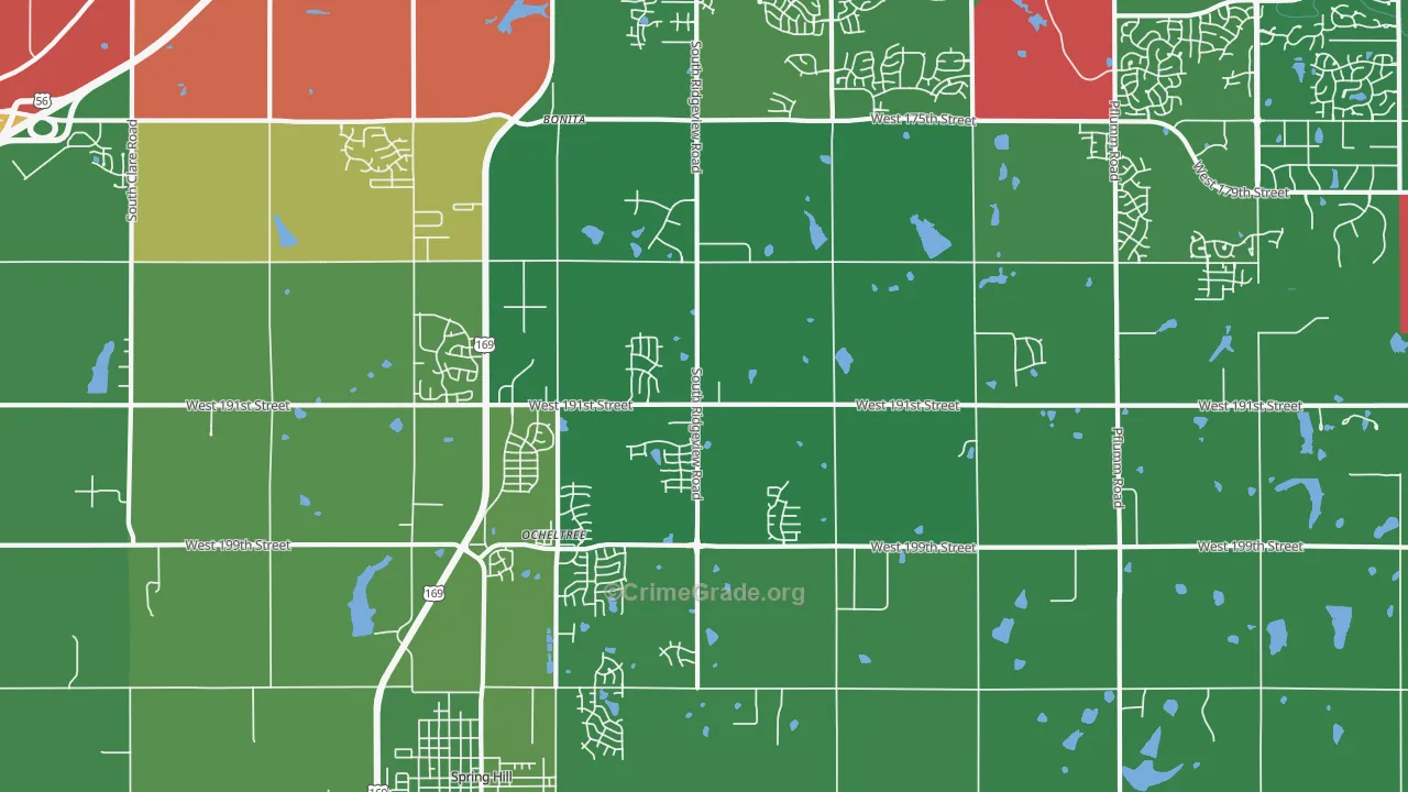 Ocheltree, KS Map of Vandalism Rates