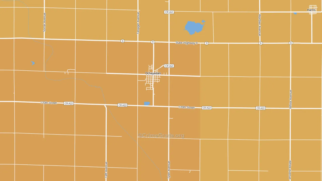 Ocheyedan, IA Map of Vandalism Rates
