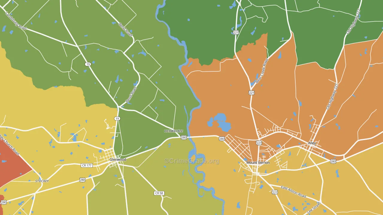 Ochwalkee, GA Map of Vandalism Rates