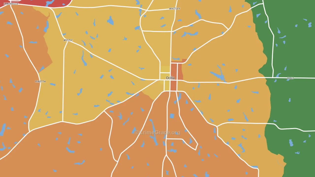 Ocilla, GA Map of Vandalism Rates