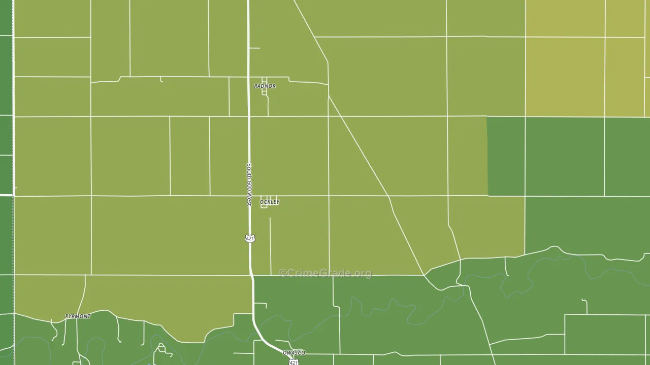 Ockley, IN Map of Vandalism Rates