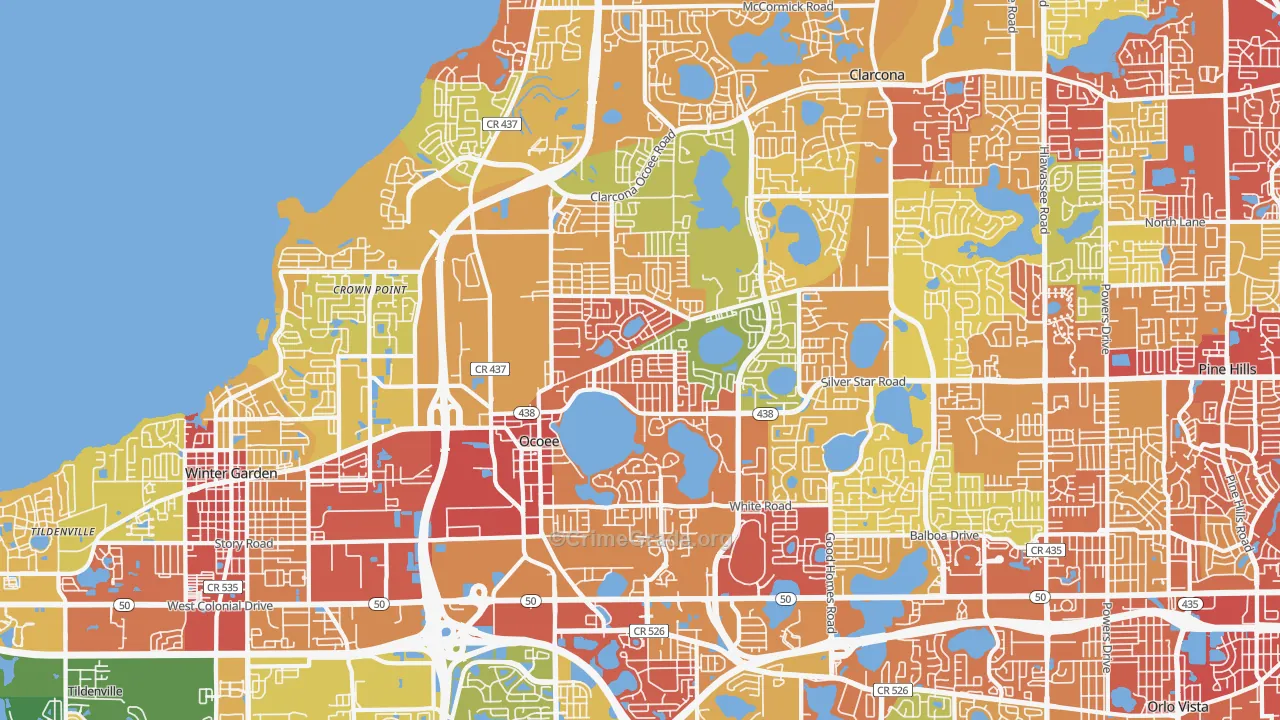 Ocoee, FL Map of Vandalism Rates