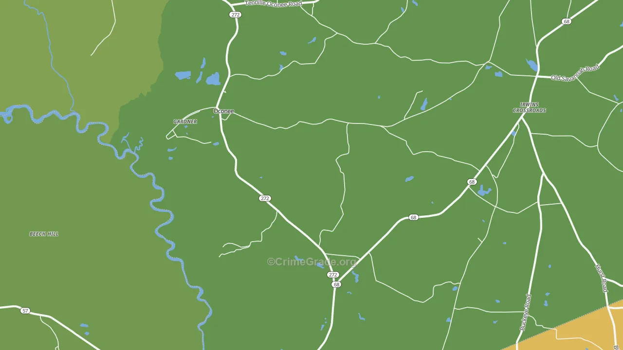 Oconee, GA Map of Vandalism Rates