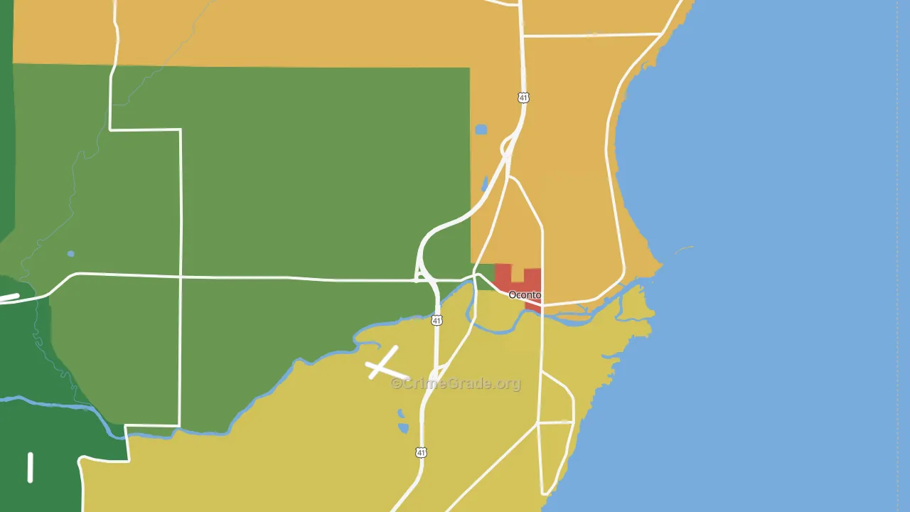 Oconto, WI Map of Vandalism Rates