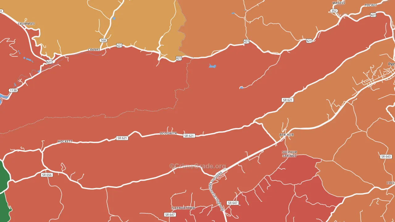 Ocoonita, VA Map of Vandalism Rates