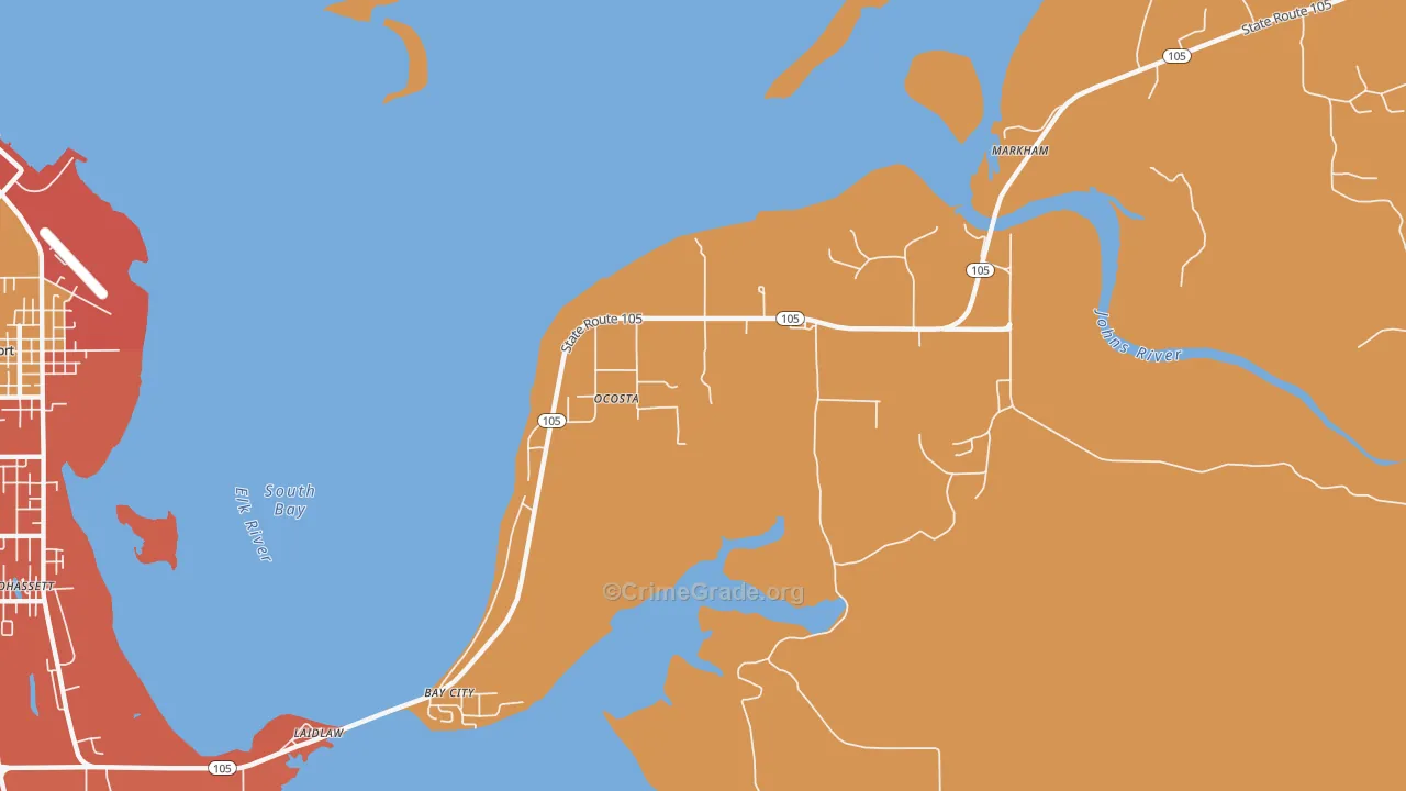 Ocosta, WA Map of Vandalism Rates