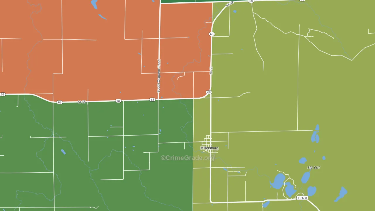 Ocqueoc, MI Map of Vandalism Rates