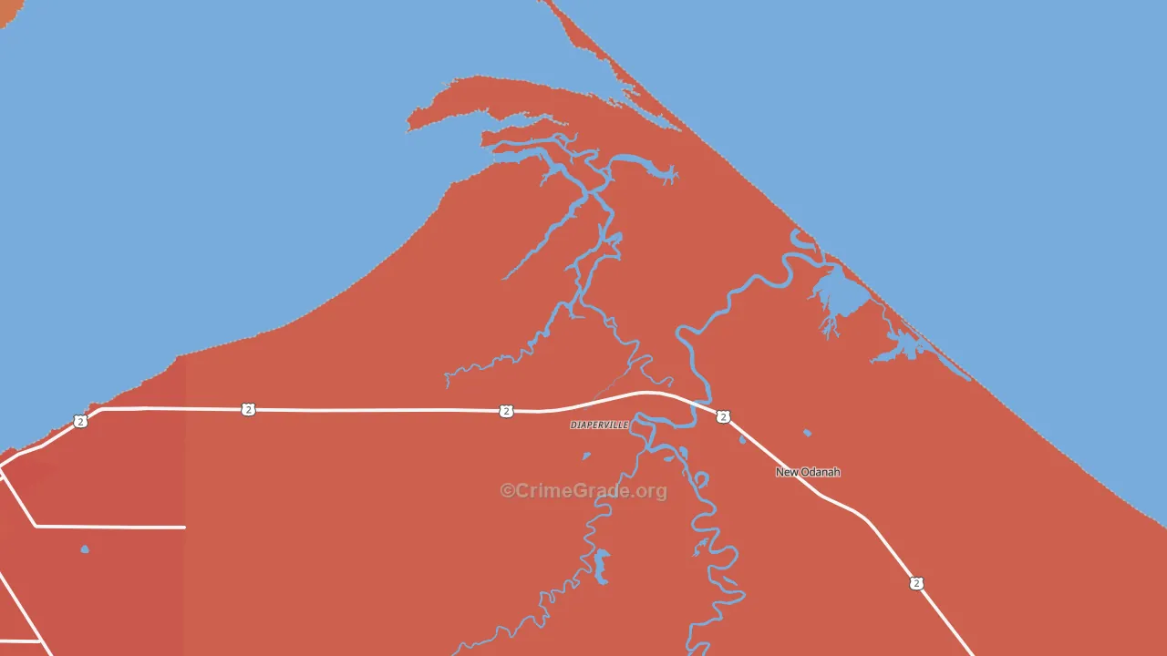 Odanah, WI Map of Vandalism Rates