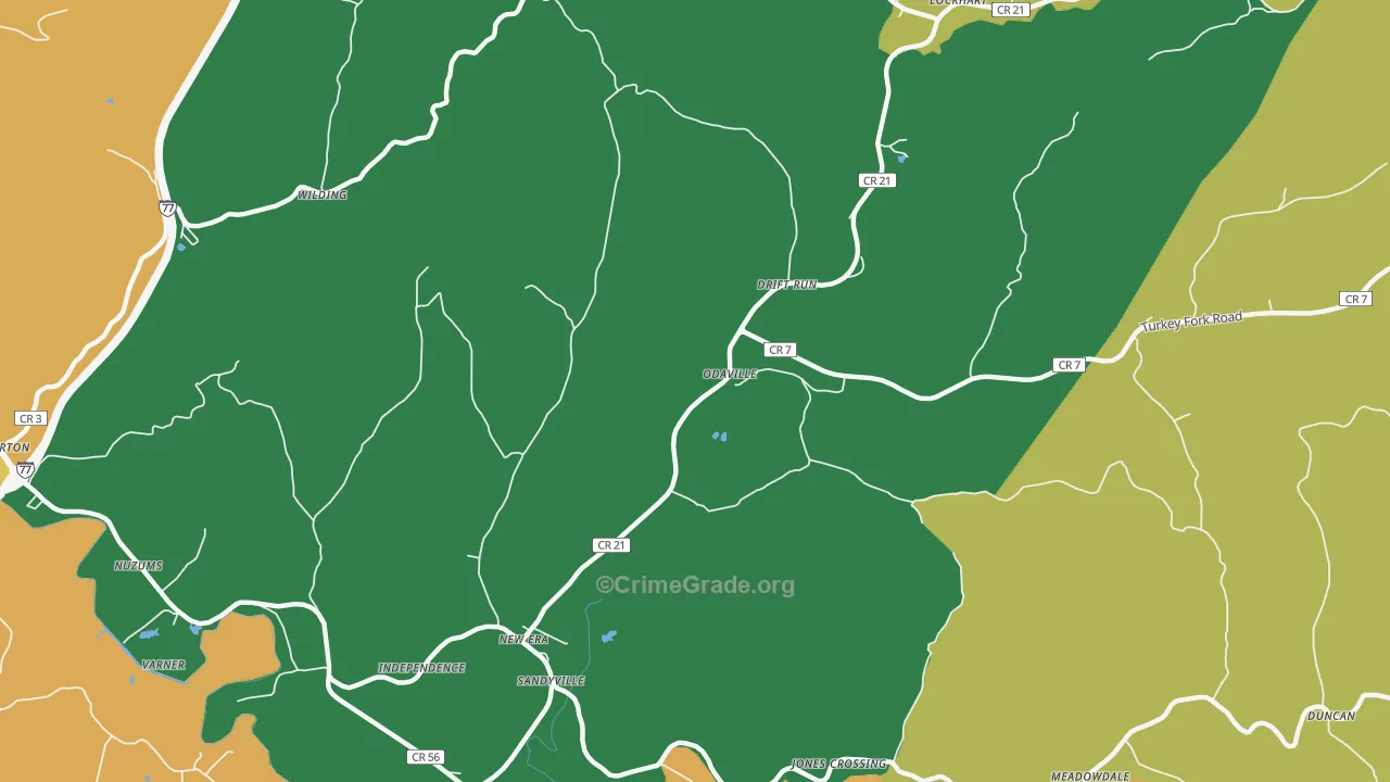 Odaville, WV Map of Vandalism Rates