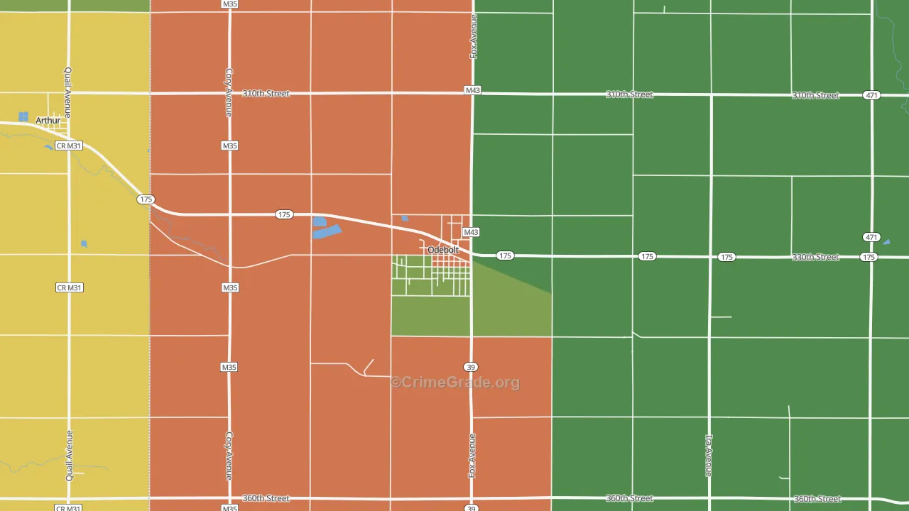 Odebolt, IA Map of Vandalism Rates