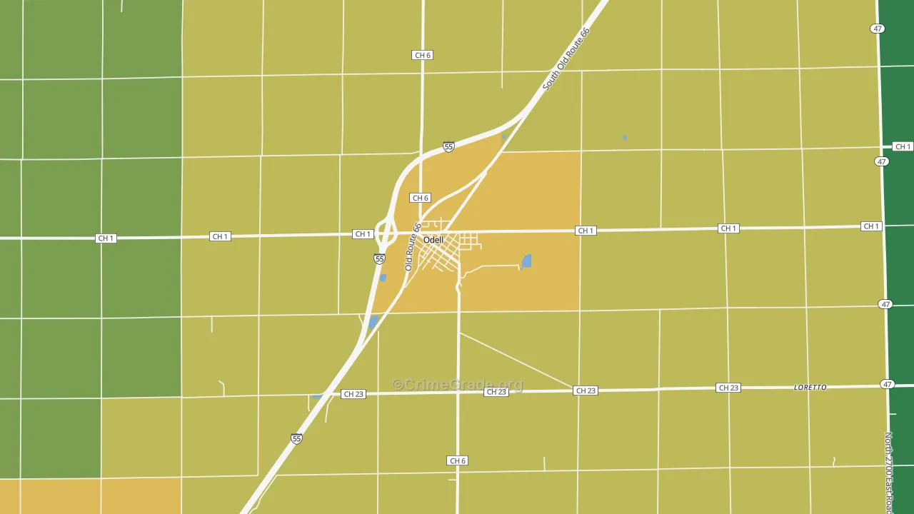 Odell, IL Map of Vandalism Rates
