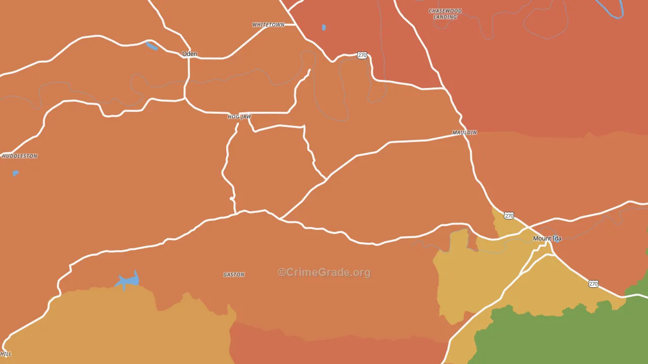 Oden, AR Map of Vandalism Rates