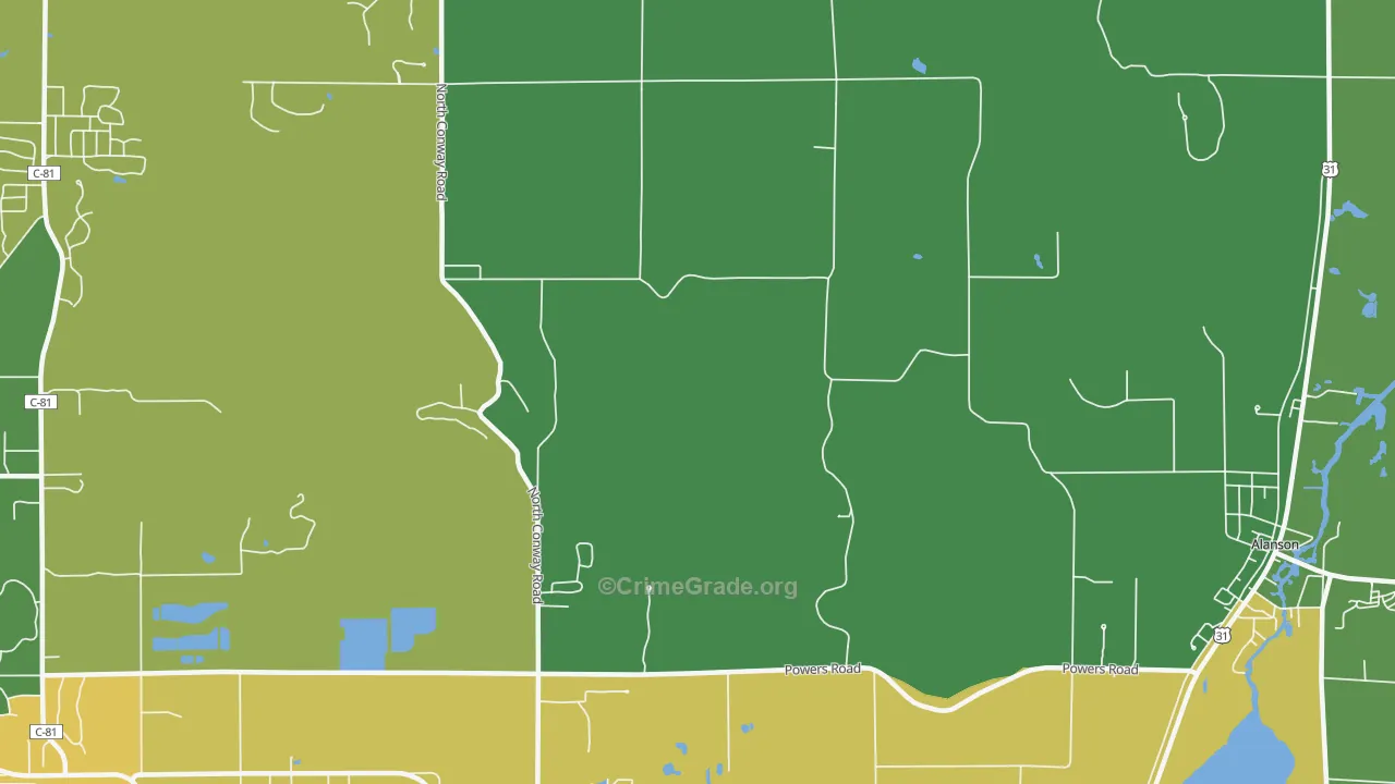 Oden, MI Map of Vandalism Rates