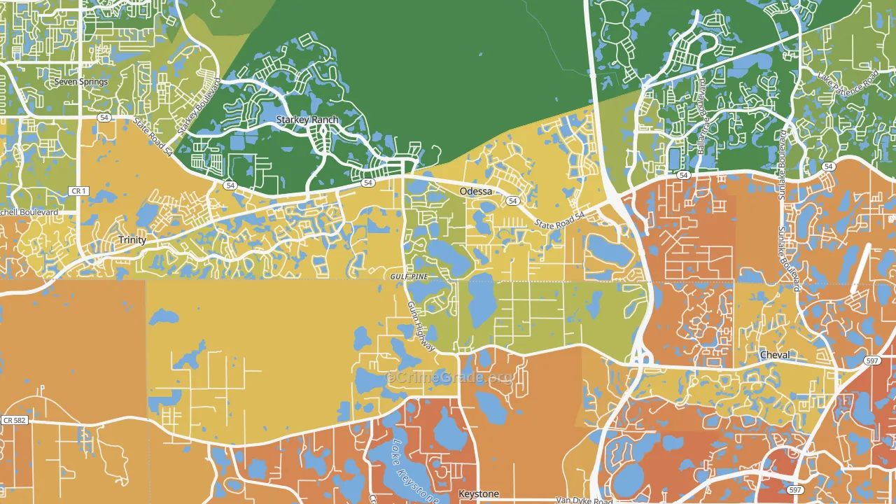 Odessa, FL Map of Vandalism Rates