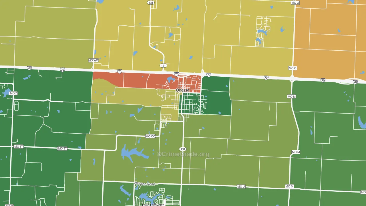Odessa, MO Map of Vandalism Rates