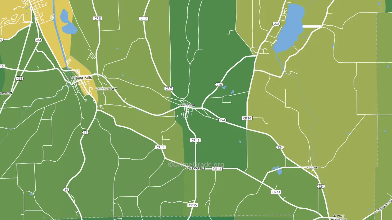 Odessa, NY Map of Vandalism Rates