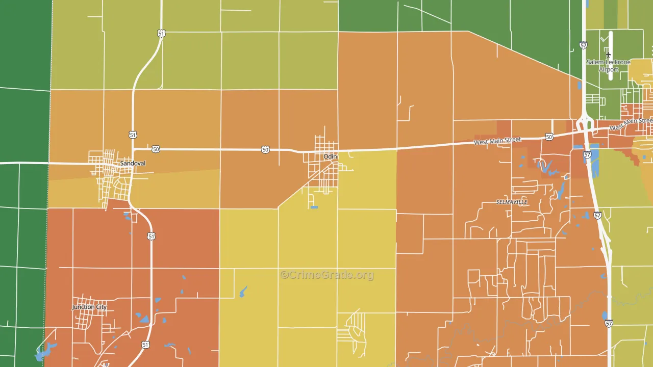 Odin, IL Map of Vandalism Rates