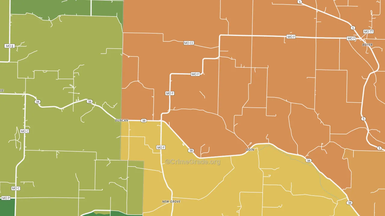 Odin, MO Map of Vandalism Rates