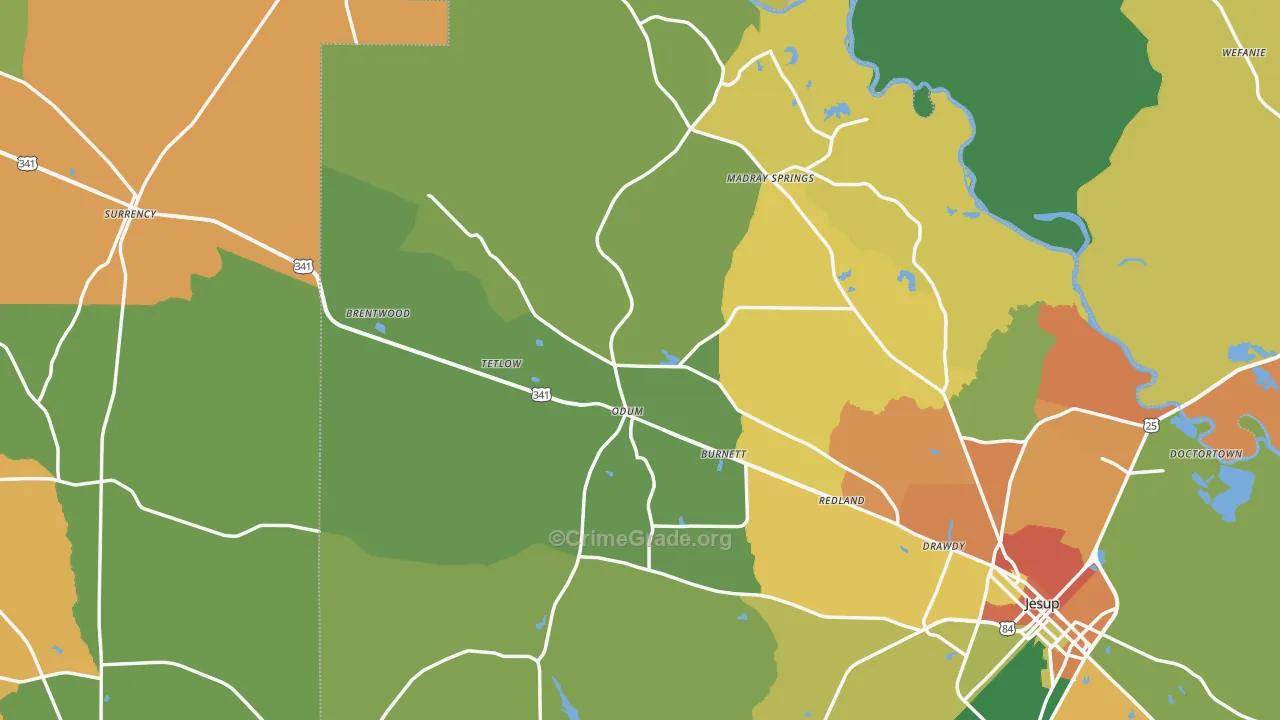 Odum, GA Map of Vandalism Rates