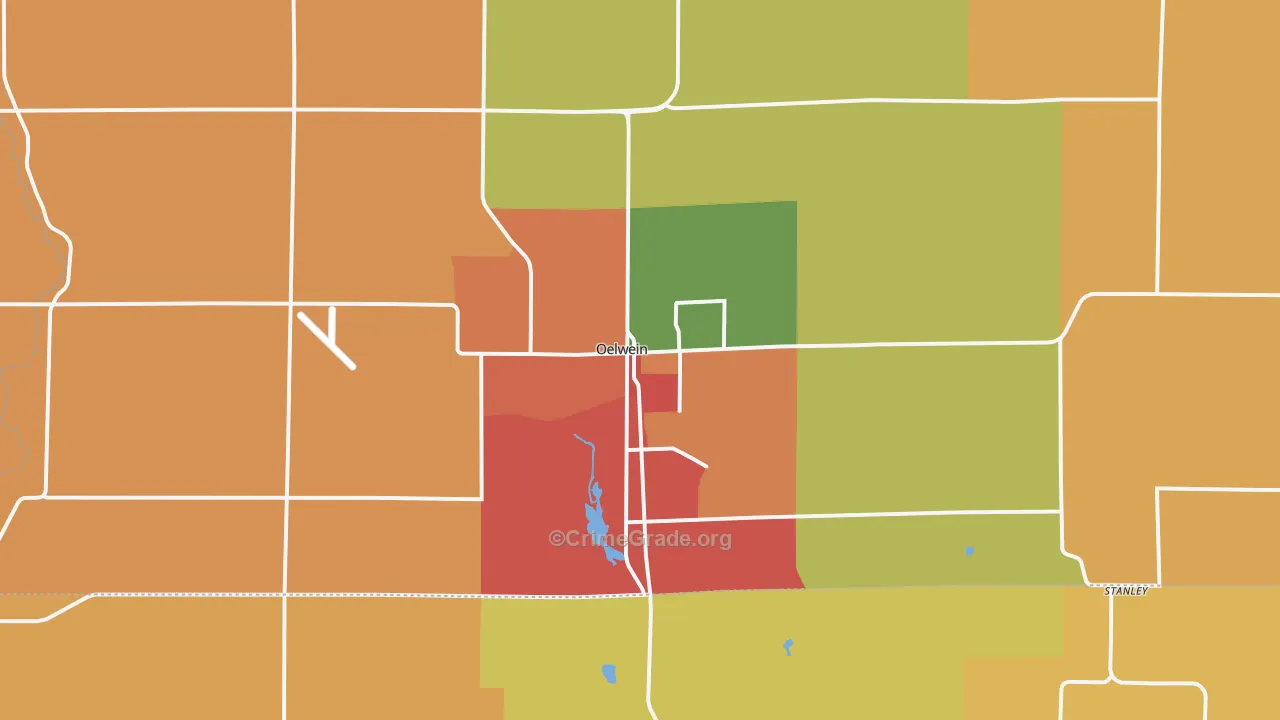 Oelwein, IA Map of Vandalism Rates