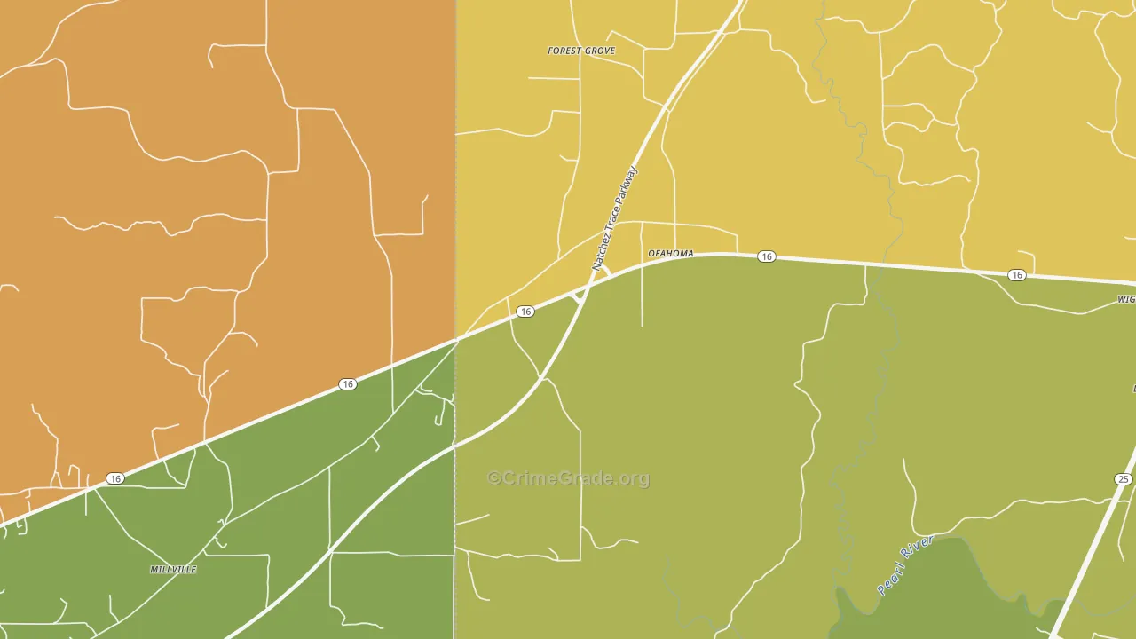 Ofahoma, MS Map of Vandalism Rates