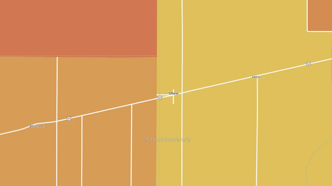 Offerle, KS Map of Vandalism Rates