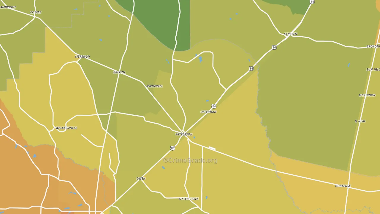 Offerman, GA Map of Vandalism Rates