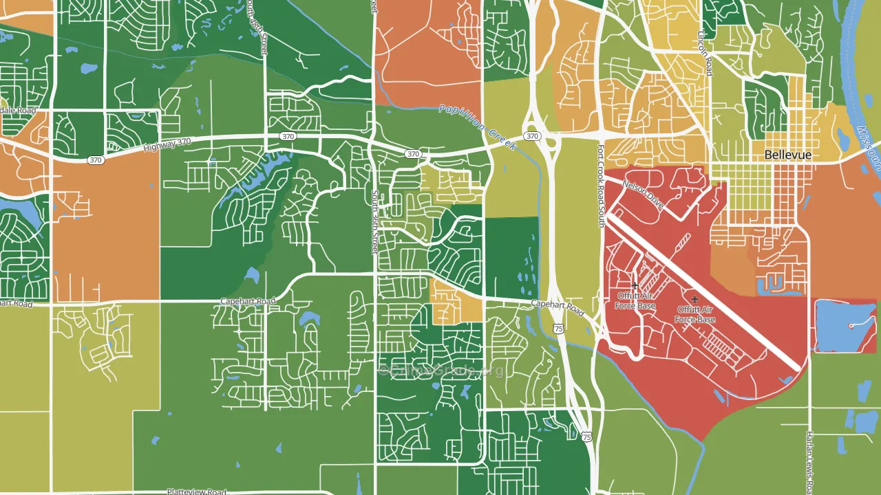 Offutt AFB, NE Map of Vandalism Rates