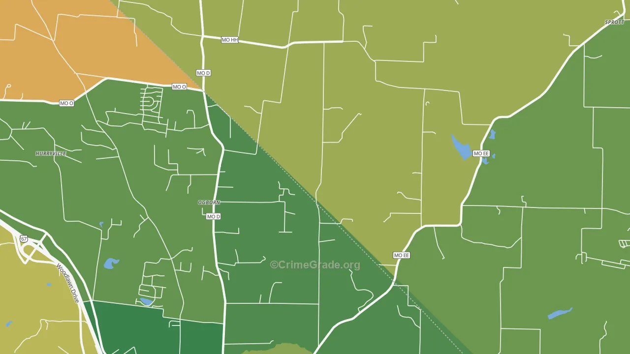 Ogborn, MO Map of Vandalism Rates
