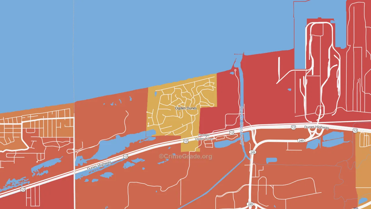 Ogden Dunes, IN Map of Vandalism Rates