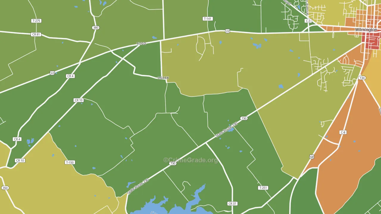 Ogden, OH Map of Vandalism Rates