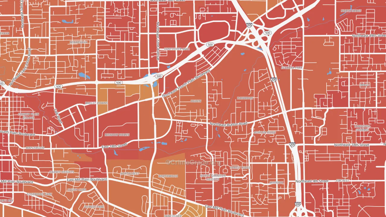 Ogden, Vancouver, WA Map of Vandalism Rates